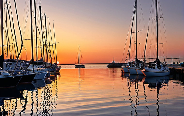 **A calm harbor at sunset, with sailboats gently swaying. The water is still and reflects the warm colors of the sky. This represents the "safe haven" aspect of low volatility investing.**